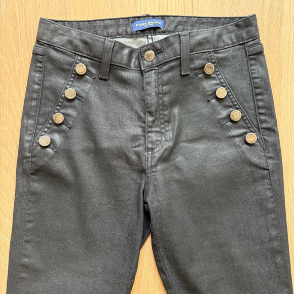 Ramy Brook Black High-Rise Skinny Jeans with Button Accent - Picture 3 of 5